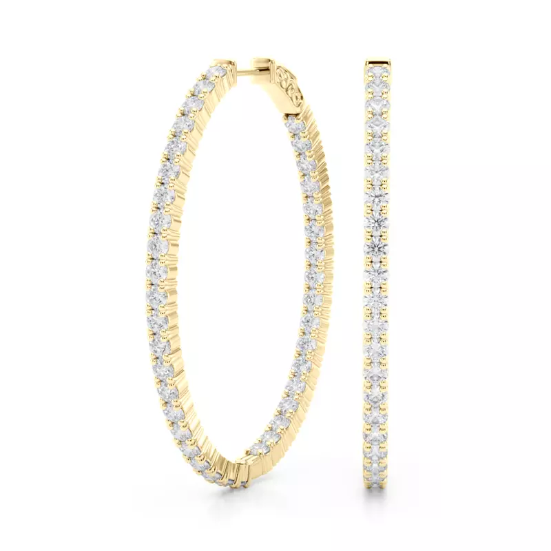 14K Yellow Gold Classic Eternal Diamond Hoop Earrings (5 1/2 ct. tw.)